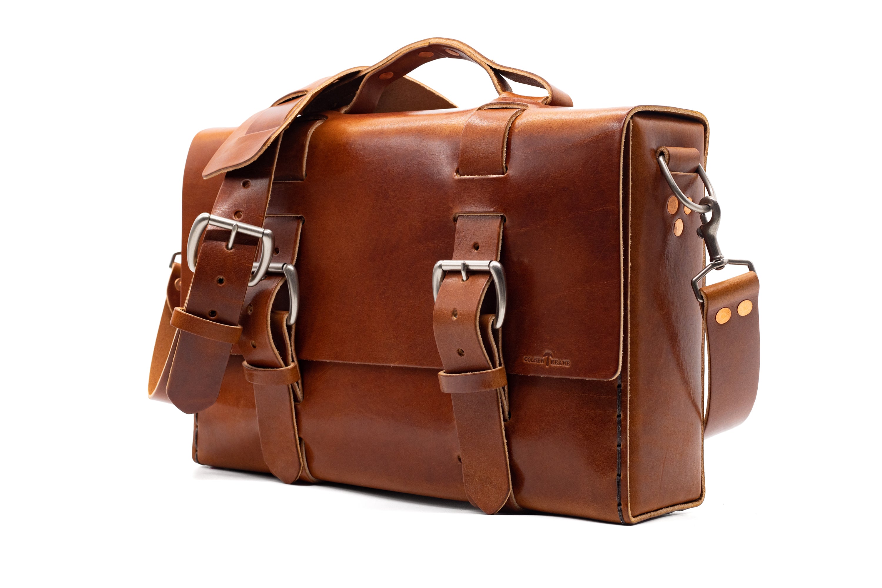 SEASONED COLLECTION NO. 4313 MINIMALIST STANDARD LEATHER SATCHEL IN AMBER BROWN - ONLY 1 MADE