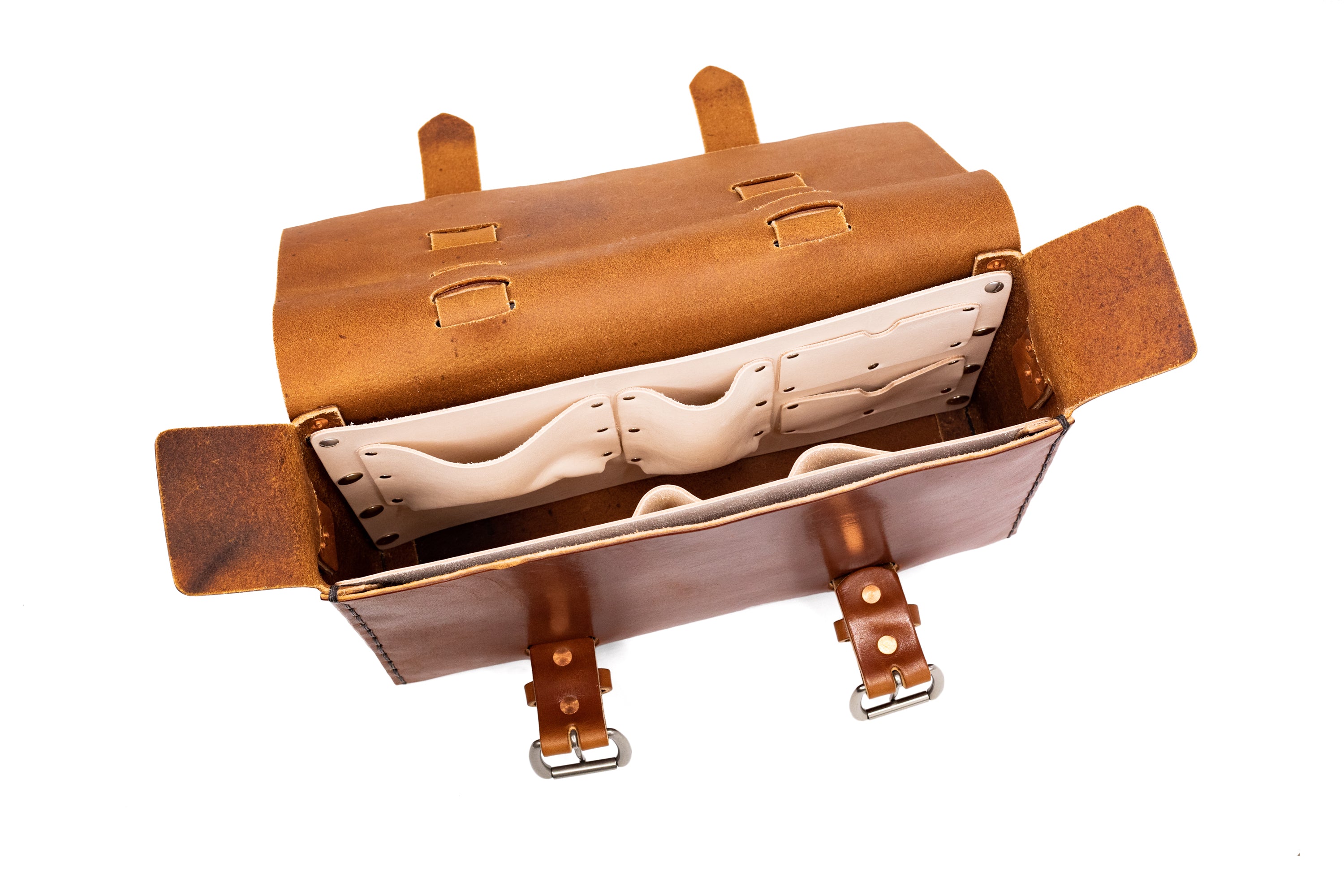 SEASONED COLLECTION NO. 4313 MINIMALIST STANDARD LEATHER SATCHEL IN AMBER BROWN - ONLY 1 MADE