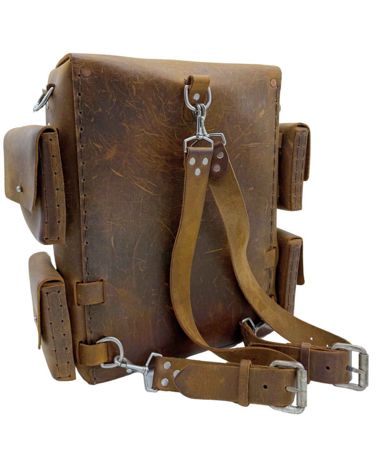 Seasoned No. 1116 - Backpack in Crazy Horse With Upper and Lower Pockets and Two Interior Dividers