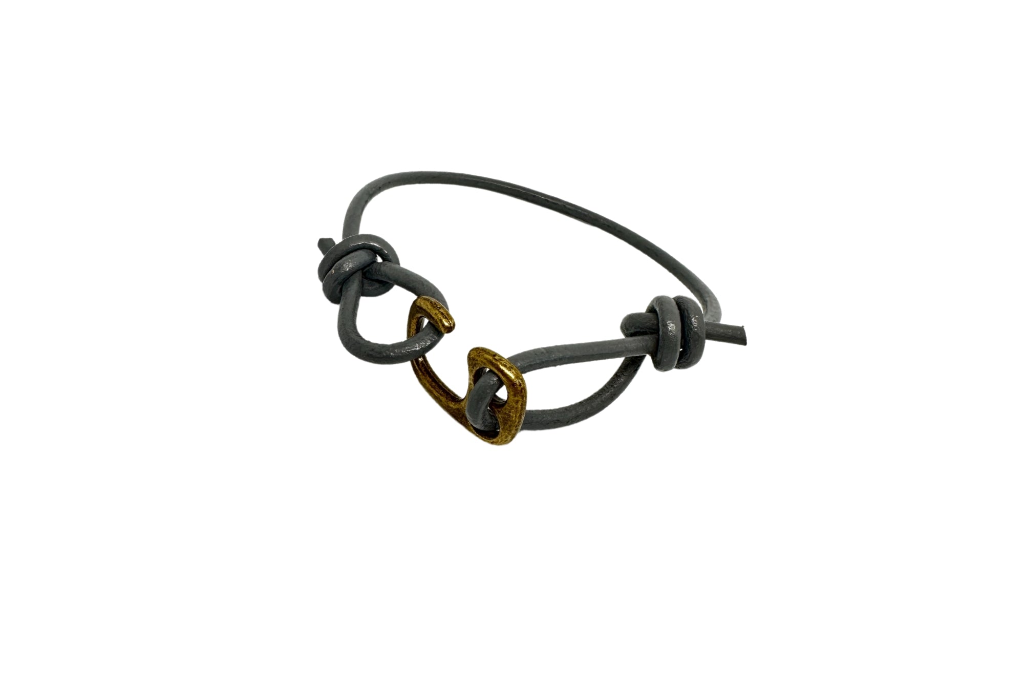 BRASS HOOK HAND-TIED KNOT LEATHER BRACELET