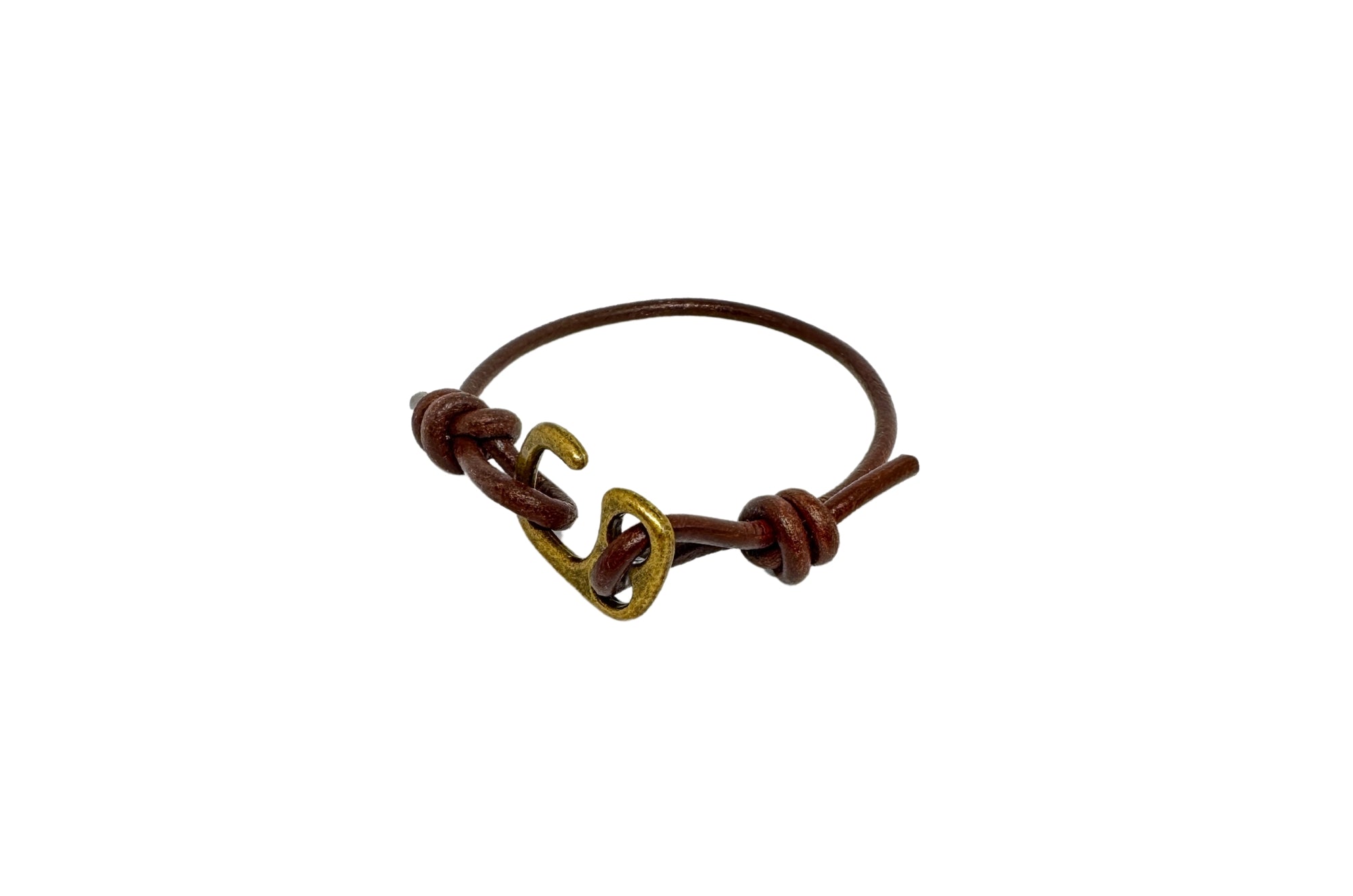 BRASS HOOK HAND-TIED KNOT LEATHER BRACELET