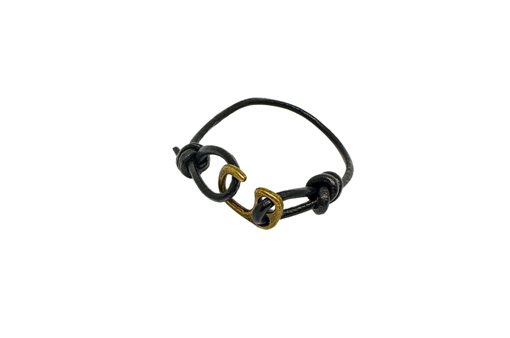 BRASS HOOK HAND-TIED KNOT LEATHER BRACELET