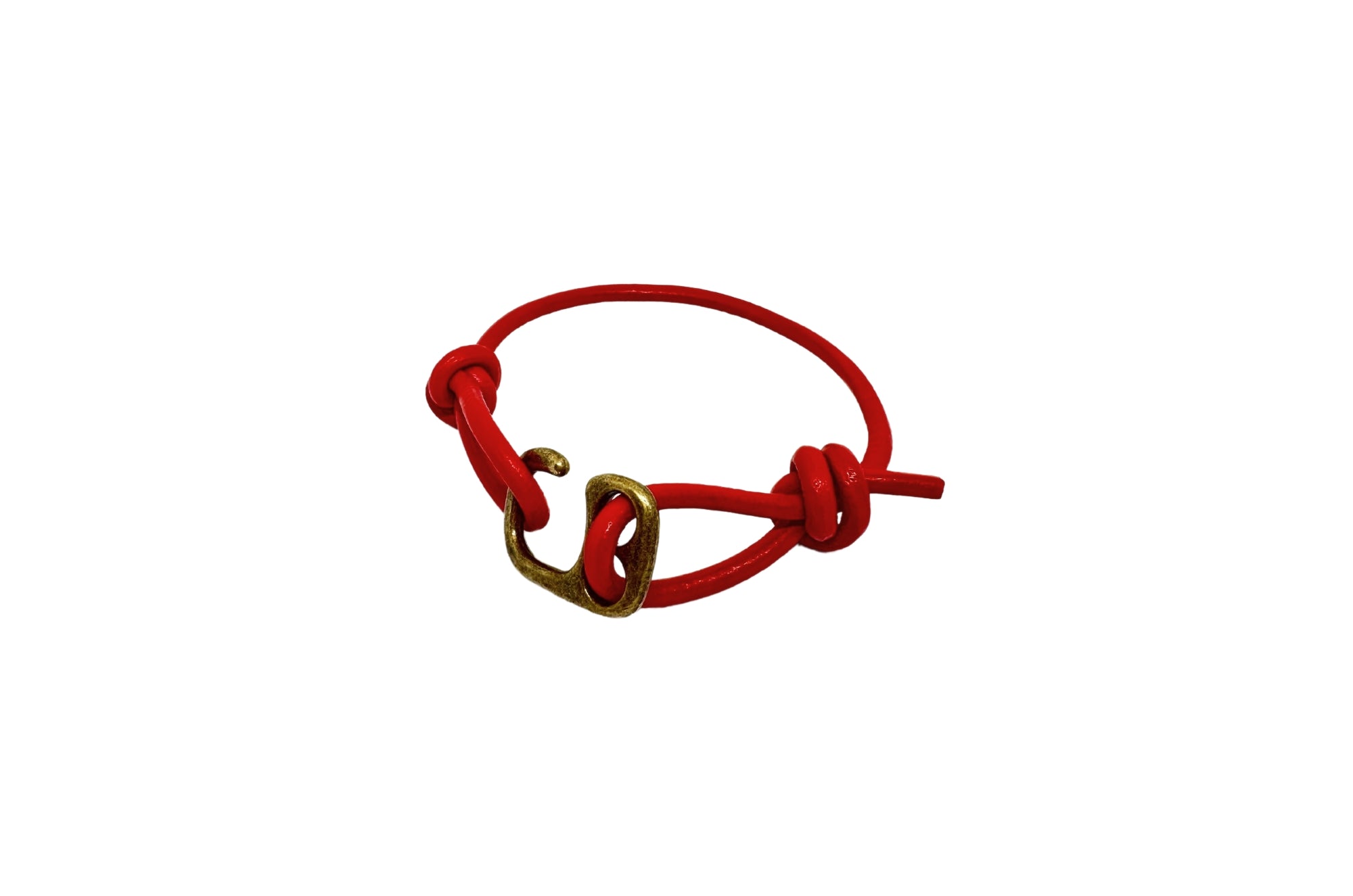 BRASS HOOK HAND-TIED KNOT LEATHER BRACELET