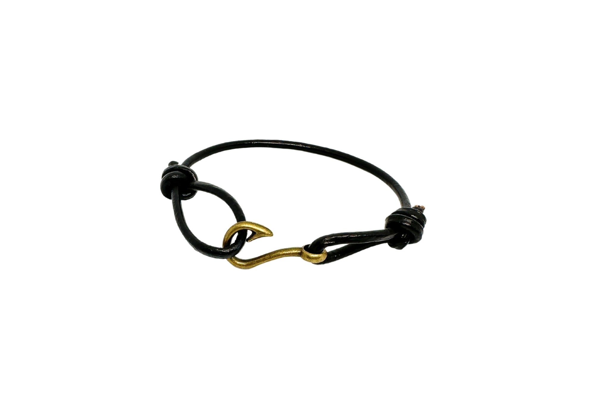 Fish Hook Hand-Tied Leather Bracelet