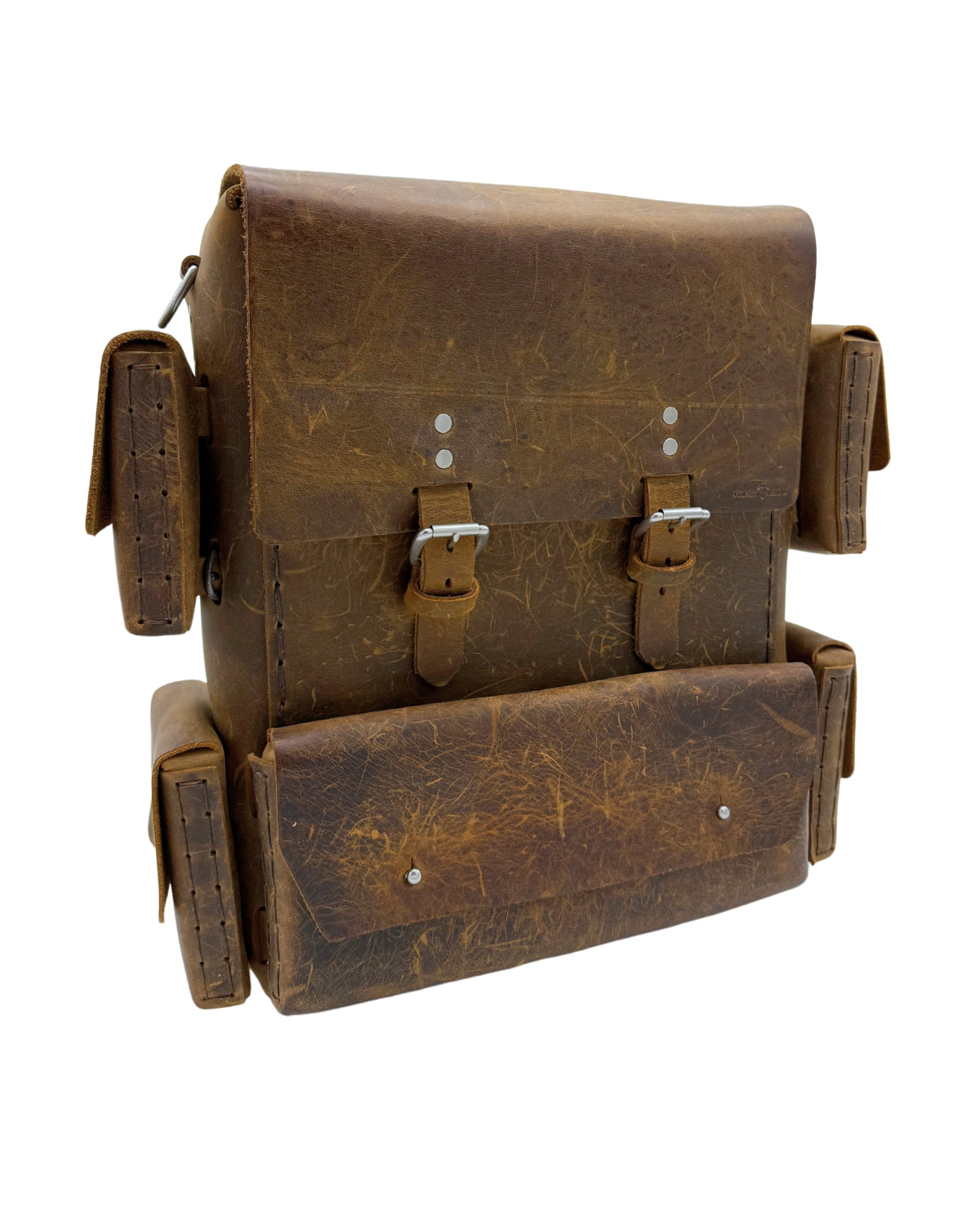 Seasoned No. 1116 - Backpack in Crazy Horse With Upper and Lower Pockets and Two Interior Dividers