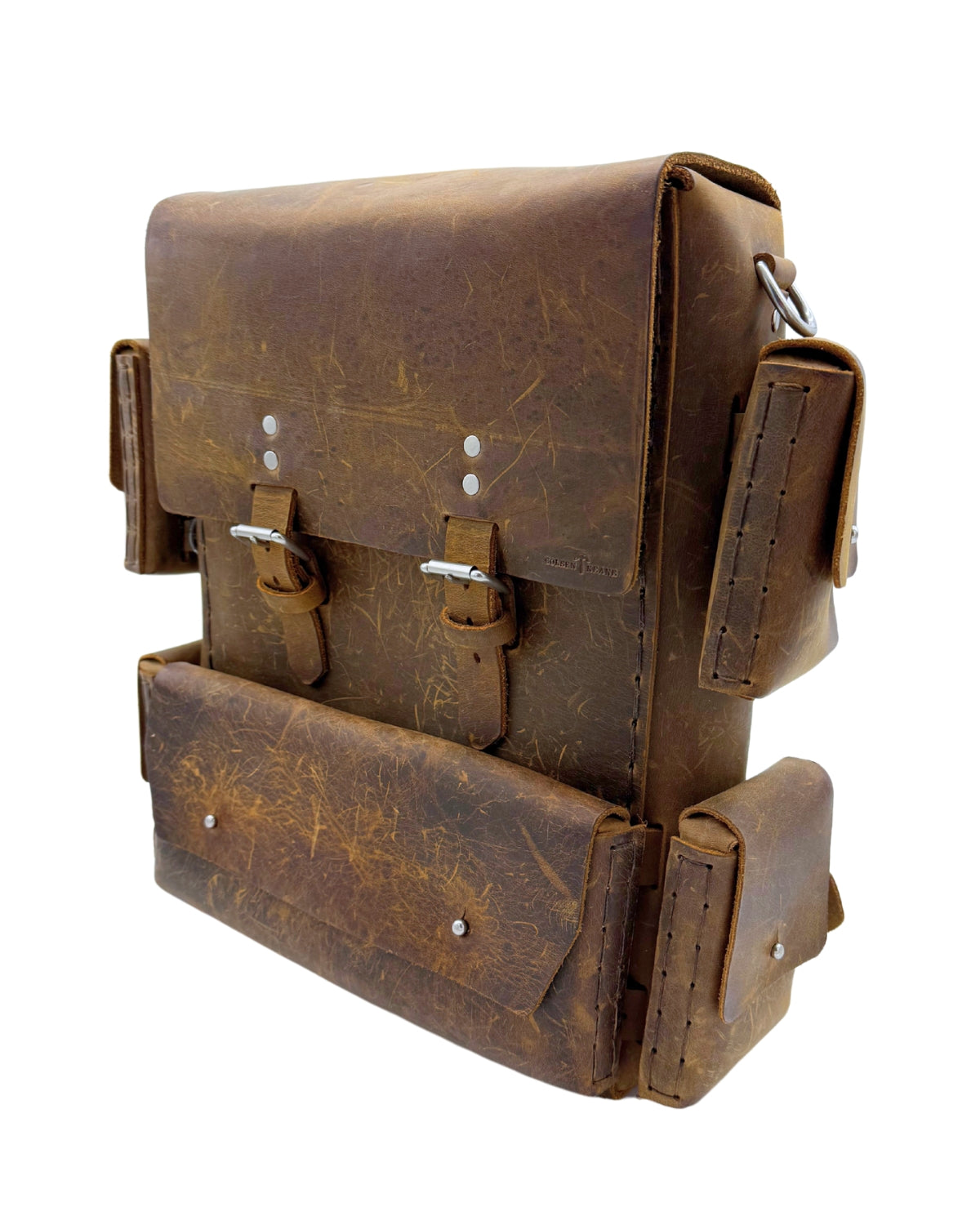 Seasoned No. 1116 - Backpack in Crazy Horse With Upper and Lower Pockets and Two Interior Dividers