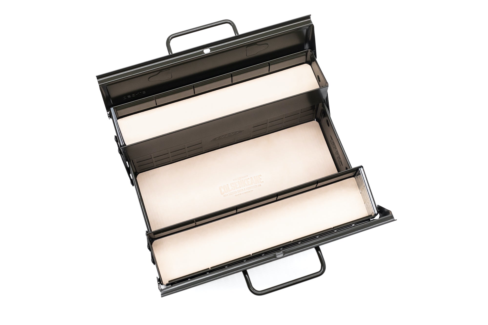 Steel Cantilever Lid Toolbox with Upper Storage Trays and Leather Liners
