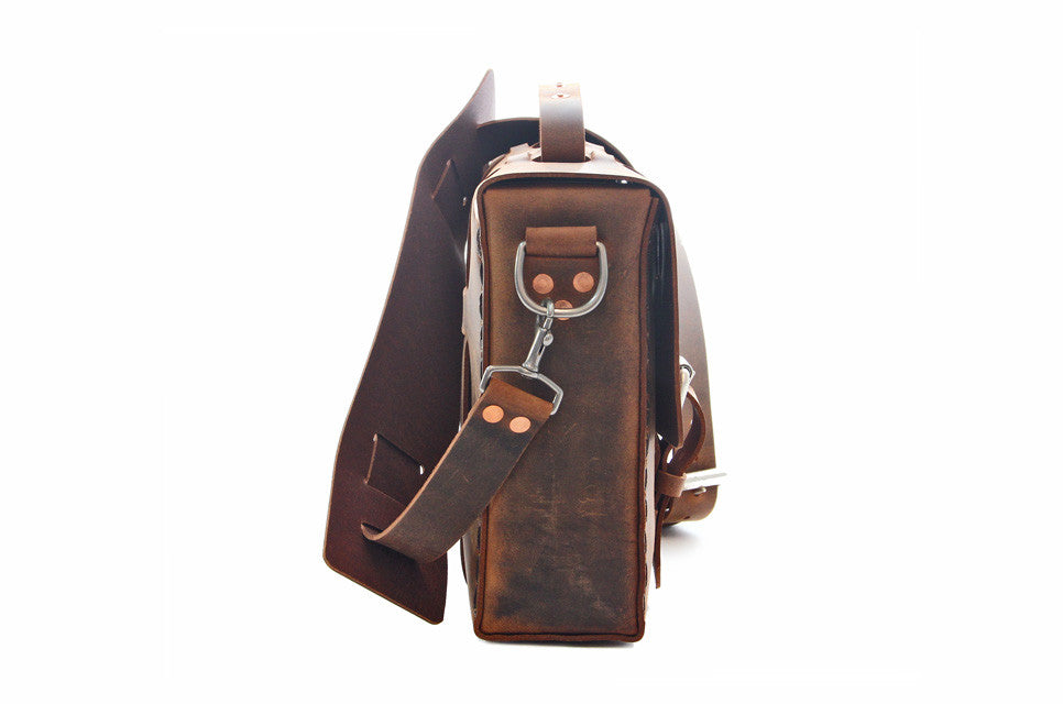 Limited Edition No. 4313 - Standard Minimalist Leather Satchel in Distressed Buffalo